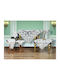 Liolios Home Checkered Linen Tablecloth with Embroidery Cream 130x130cm
