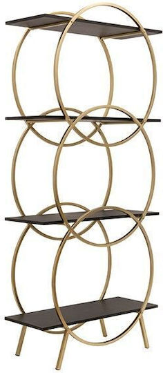 Bibliotecă Din Lemn Aurie - Neagră 80x33x176.5cm Bibliotecă Din Lemn Aurie - Neagră 80x33x176.5cm
