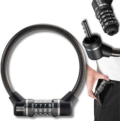 Rockbros 87639-4 Αντικλεπτική Κλειδαριά Ποδηλάτου Συνδυασμό Χαλύβδινο Συρματόσχοινο Μαύρη