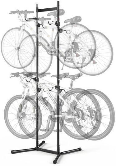 Floor Stand 4 Bicycles Vertical Black Steel