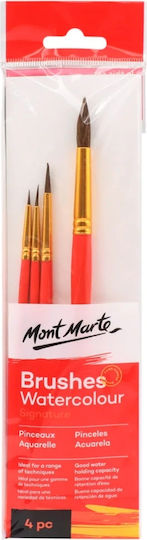 Πινέλα Υδατογραφίας Mont Marte – Σετ 4 Τεμαχίων Round & Mop