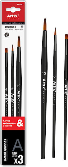 Artix Paints Комплект Четки за Рисуване Pp280 Черни 3 Бр 8435464128571