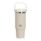 Ecolife Recyclable Thermos Bottle Stainless Steel / Aluminum BPA Free 900ml Light Rose with Handle and Straw
