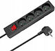 Rebel Power Strip 4 Sockets with Switch and 5m Cable France (Type E)