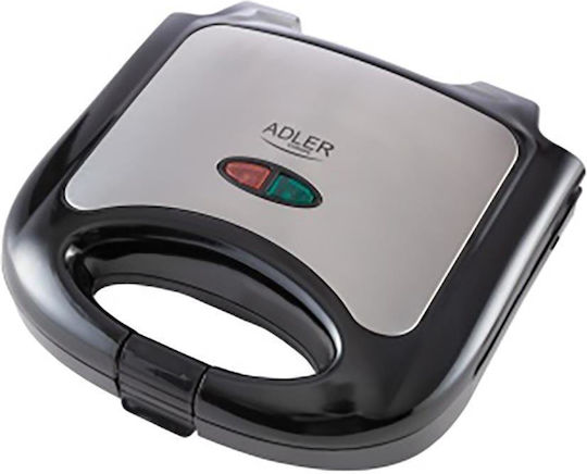 Adler Sandwich Maker with Removable Plates for 2 Toasts 850W Black