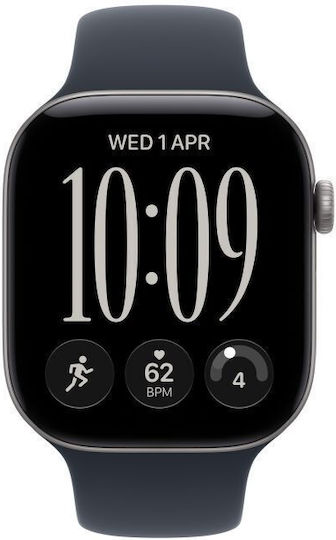Apple Apple Watch Series 12 Aluminium 42mm Wasserdicht mit Elektrokardiogramm (Space Grey Aluminium mit Marineblauem Sportarmband - S/M)