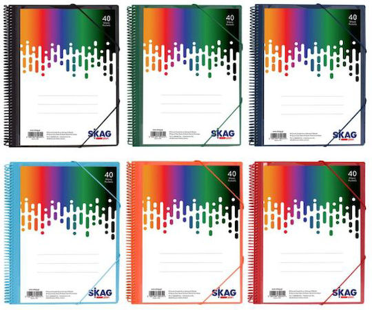 Skag Spiral Display Book A4 30 Pockets Classic Colors Elastic Case 305334