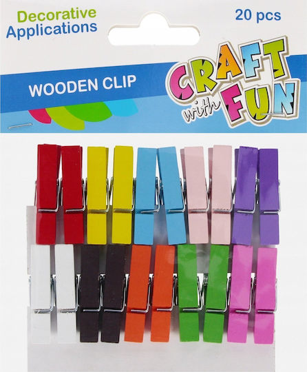 Craft Fun Wooden Decorative Pegs 20 Pieces 3.5cm Cf12/144