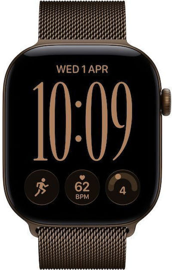 Apple Watch Series 12 Aluminum 42mm Waterproof with Heart Rate Monitor (Dark Bronze Aluminum with Dark Bronze Milanese Loop)