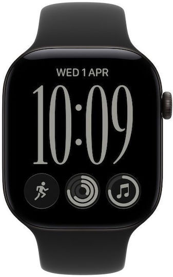 Apple Watch Series 12 Cellular Aluminium 42mm Waterproof with Heart Rate Monitor Black Aluminium with Black Sport Band S/M