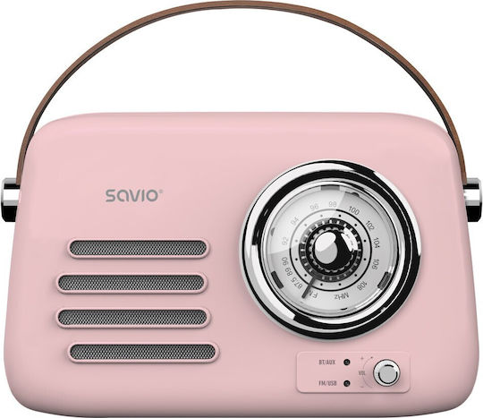 Savio RS-03 Handheld Radio mit Batterie mit Bluetooth und USB Rosa