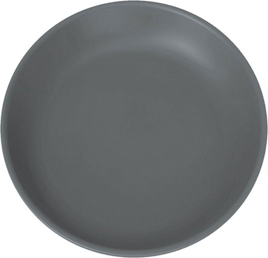 Goldplast Mineral Servierplatte Untiefe Kunststoff Grau mit Durchmesser 23.5cm
