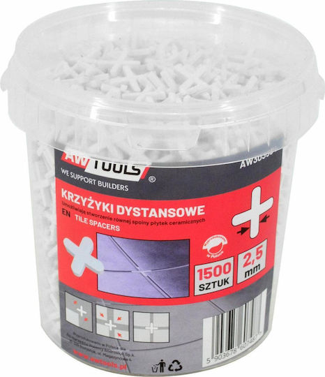 Cruce Distanțiere pentru Plăci Awtools 1,5mm 1800 Bucăți Găleată Aw303552