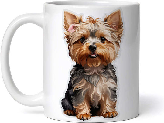 Yorkshire Terrier Dog Керамична Бяла Чаша 330ml (Персонализирана)