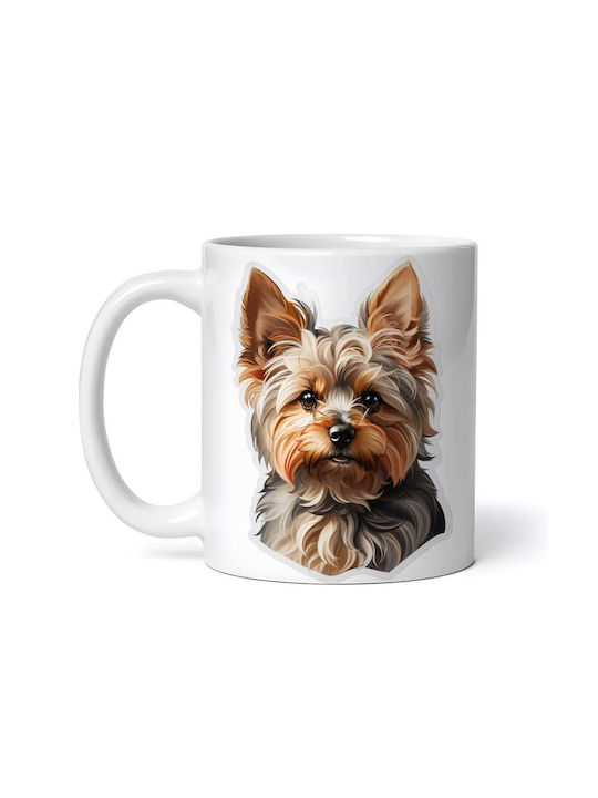 Yorkshire Terrier Dog Керамична Бяла Чаша 330ml