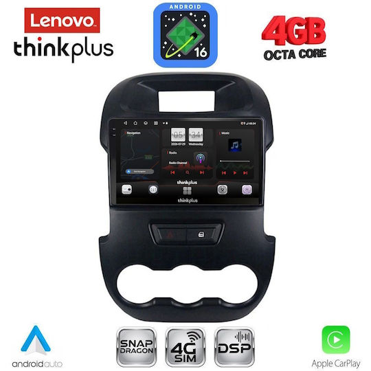 Lenovo Sistem Audio Auto pentru Ford Ranger 2011-2015 Bluetooth USB Wi-Fi GPS Apple CarPlay Android Auto cu Ecran Tactil 9"