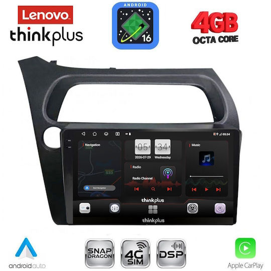 Lenovo Car Audio System for Honda Civic 2006-2012 with Clima Bluetooth USB WiFi GPS Apple CarPlay Android Auto with 9" Touch Screen
