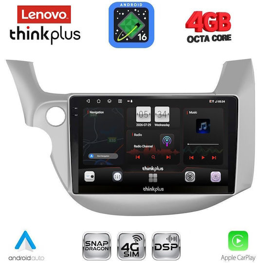 Lenovo Автомобилна аудио система за Honda Jazz 2008-2012 (Bluetooth/USB/Вграден Wi-Fi/GPS/Apple CarPlay/Android Auto) с Touch Screen 10"