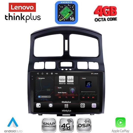 Lenovo Автомобилна Аудио Система За Hyundai Santa Fe 2003-2006 (Bluetooth/USB/Вграден Wi-Fi/GPS/Apple CarPlay/Android Auto) С Touch Screen 9"