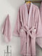 Nima Inverno Дамски халат с яка Pink 380гр/м²