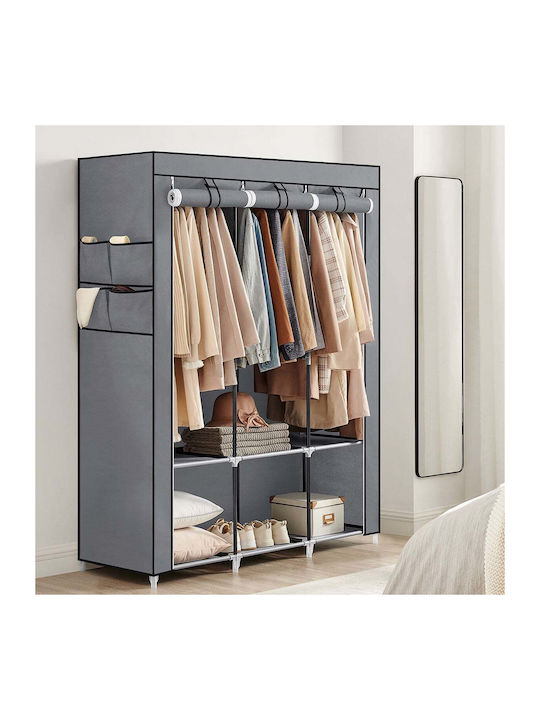 Songmics Fabric Wardrobe with Zipper and Shelves in Black Colour 130x45x167cm