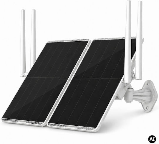 Router solar 4G cu panou dual de 30 W baterie de 30 000 mAh acoperire de 300 metri pentru camere IP de exterior