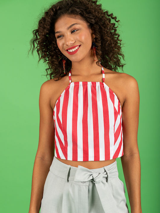 Women's Red Cotton Crop Top