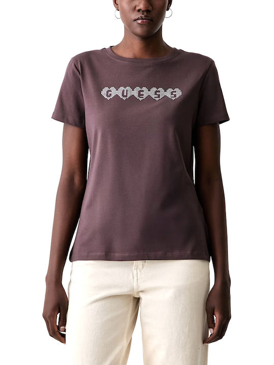 Damen T-Shirt Silber Braun