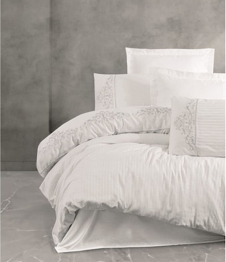 Cotton Box Σετ Παπλωματοθήκη Βαμβακερή 200x220cm Διπλή με 2 Μαξιλαροθήκες & 1 Σεντόνι White