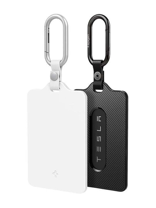 Spigen 2 Pack Card Holder Acp11405 Tesla Key Universal 2x Карабинер 4x Защитно фолио Бял Черен