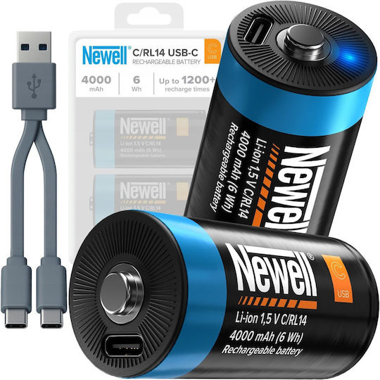 Newell Wiederaufladbare Batterien C Li-Ion 4000mAh 1,5V 2 Stück