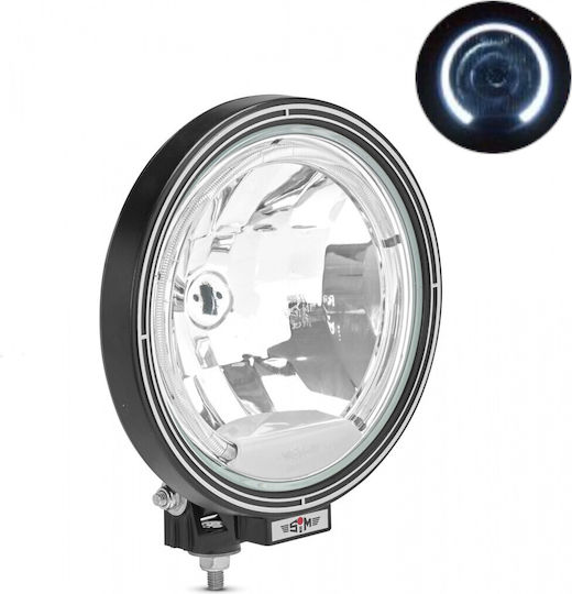 23cm Round Halogen Fog Light Directed Beam + Led Angel Eye Function White 12/24v