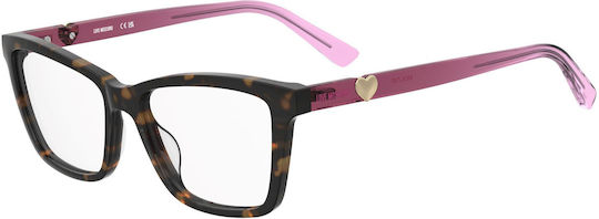 Moschino Damen Acetat Brillengestell Braun Schildpatt MOL700 0T4