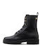 Leder Damen Biker-Stiefel Schwarz