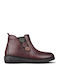 Leder Damen Stiefeletten Burgundisch