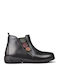 Leder Damen Stiefeletten Schwarz
