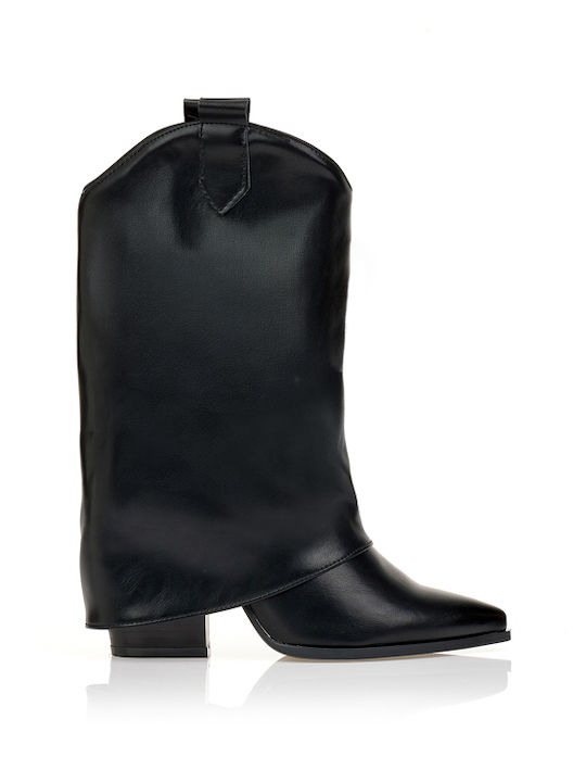 Stiefeletten Damen Cowboy mit Hochabsatz Schwarz