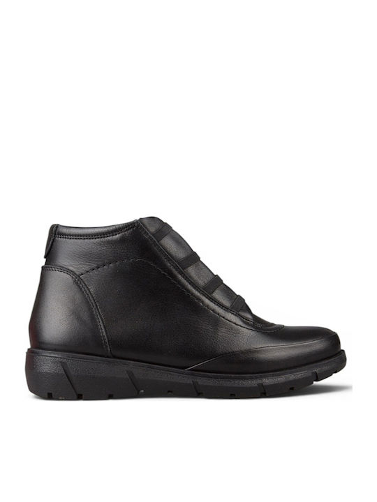 Leder Damen Stiefeletten Schwarz