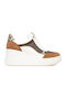 Wedge Trainer Logo Damen Sneakers Weiß / Braun / Taba