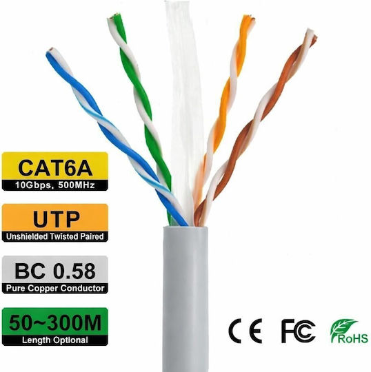 Anga U/UTP Cat.6a (Gigabit) Ethernet Network Cable 100m Grey
