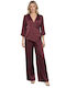 Damen Burgunder Set mit Hose