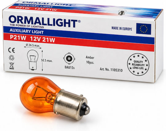 Lampă Auto-Moto PY21W-BAU15s Portocalie 12V