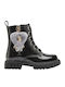 Kinderstiefel aus Lackleder mit Schnürsenkeln Schwarz