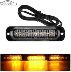 Led Strobe Προειδοποιητικό Φως 6 Led 6w 12v/24v 18 Λειτουργίες – Yellow Amber