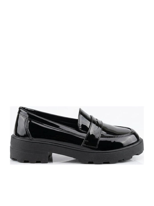 Patent Leather Women's Loafers In Black Color