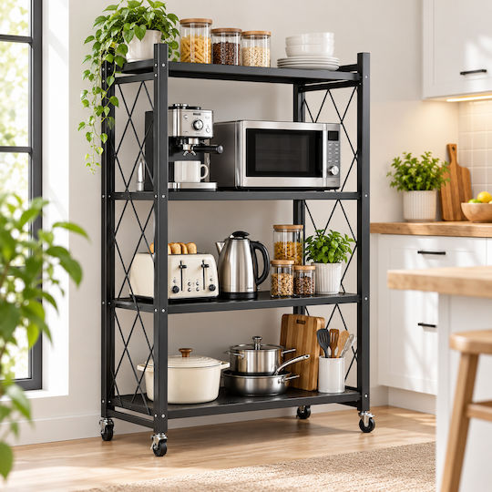 Kitchen Rack Metallic Black 71x36x125cm