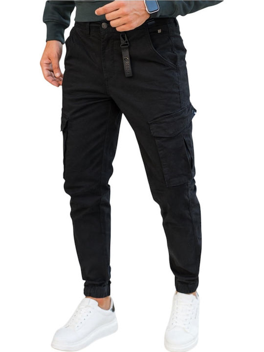 Rebase Herren Cargo-Hose Elastisch Relaxed Fit Schwarz
