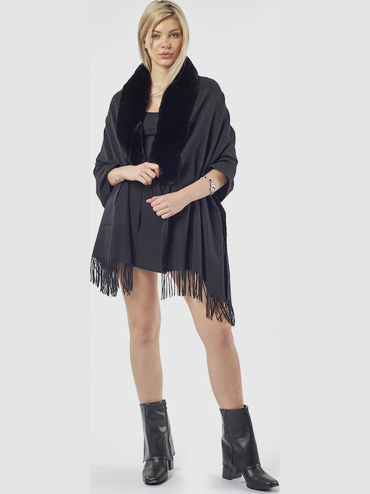 Verde Damen Wollschal Schwarz