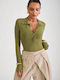 Decoro Damen-Bodysuit mit Knöpfen Lime