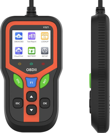 Techstar V321 Obd2 Car Diagnostic Tester Advanced Functions Battery Test Engine Error Read Clear Data Stream O2 Sensor Detection Qr Report Color Screen
